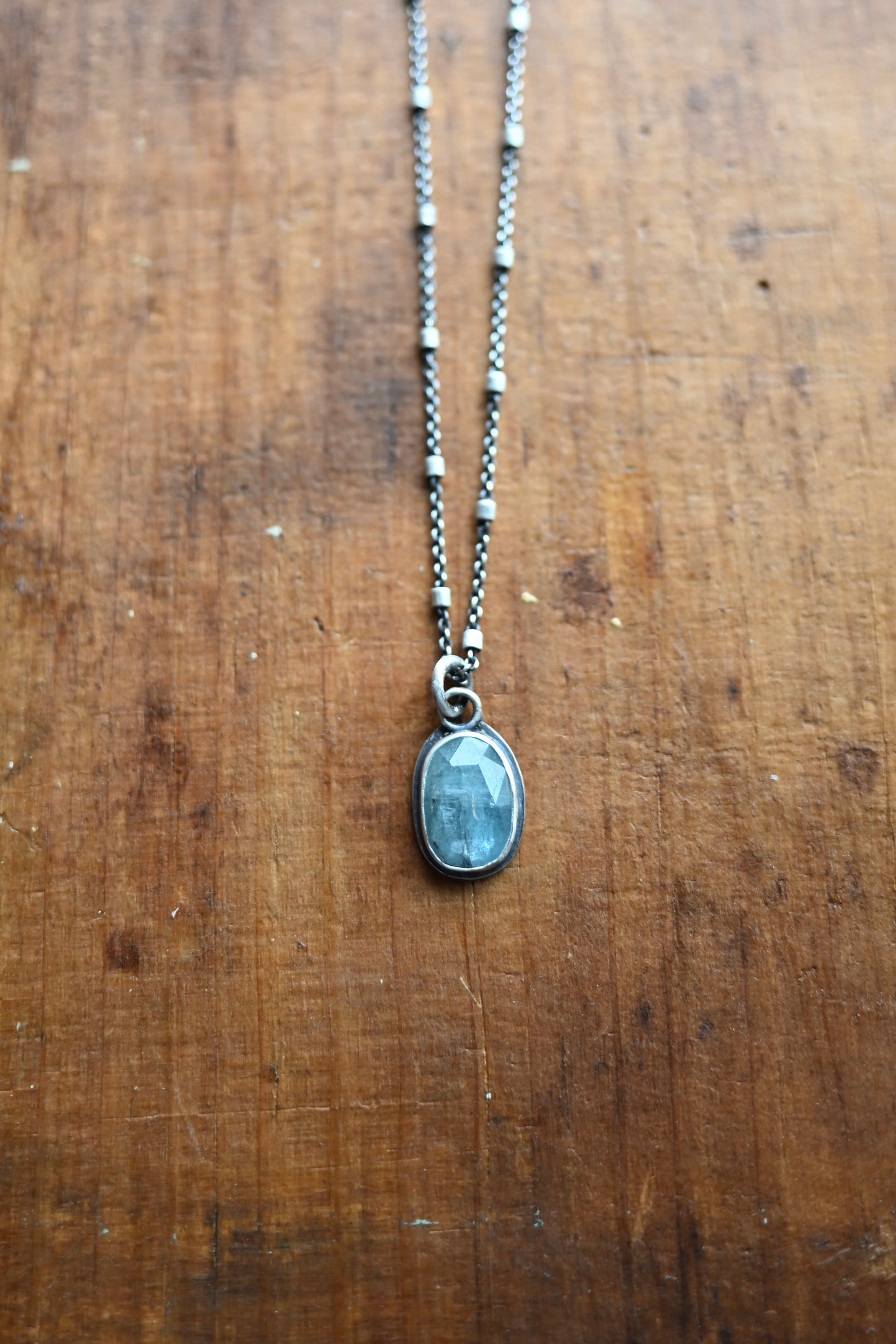 Aqua Kyanite Gemstone Necklace - 18"