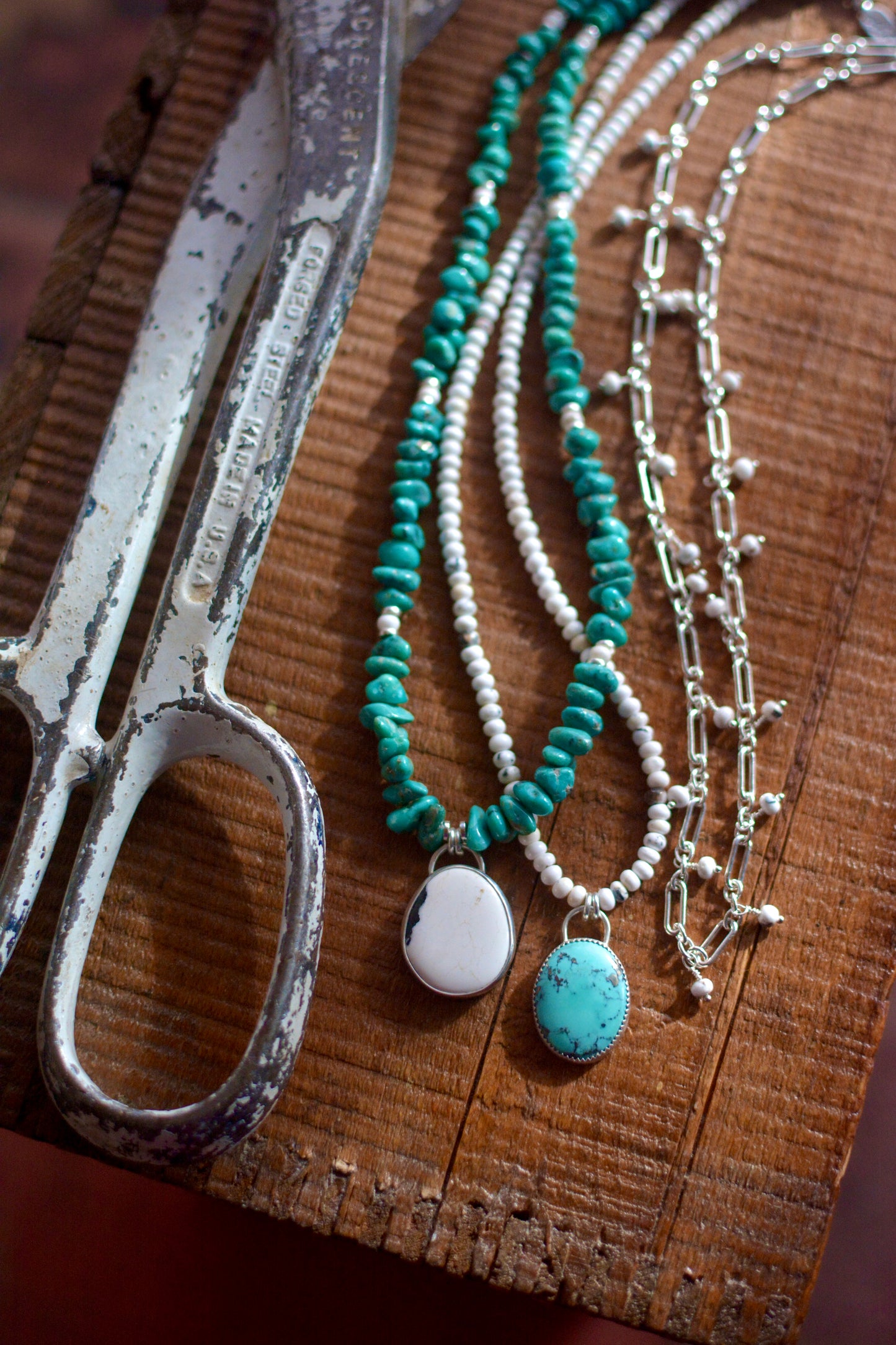 Campitos Turquoise Beaded Necklace with White Buffalo Turquoise Pendant