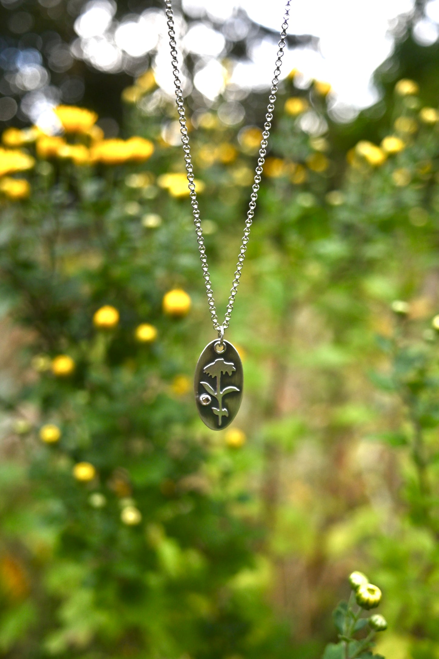 Daisy + Rhodolite Garnet Necklace - 20 inches