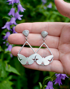 Butterfly + White Sapphire Hoop Earrings