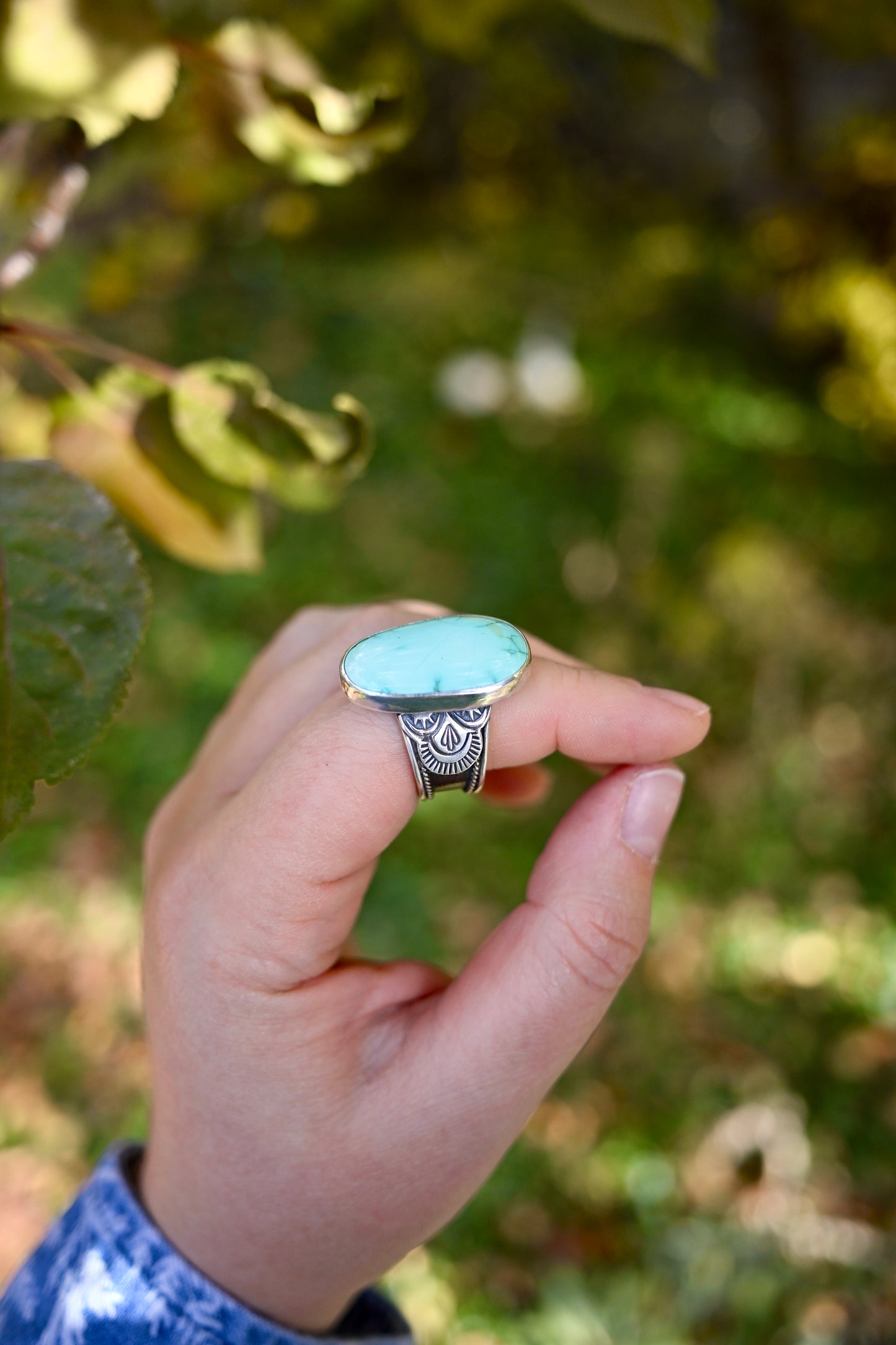 Lone Mountain Turquoise Statement Ring - Size 11