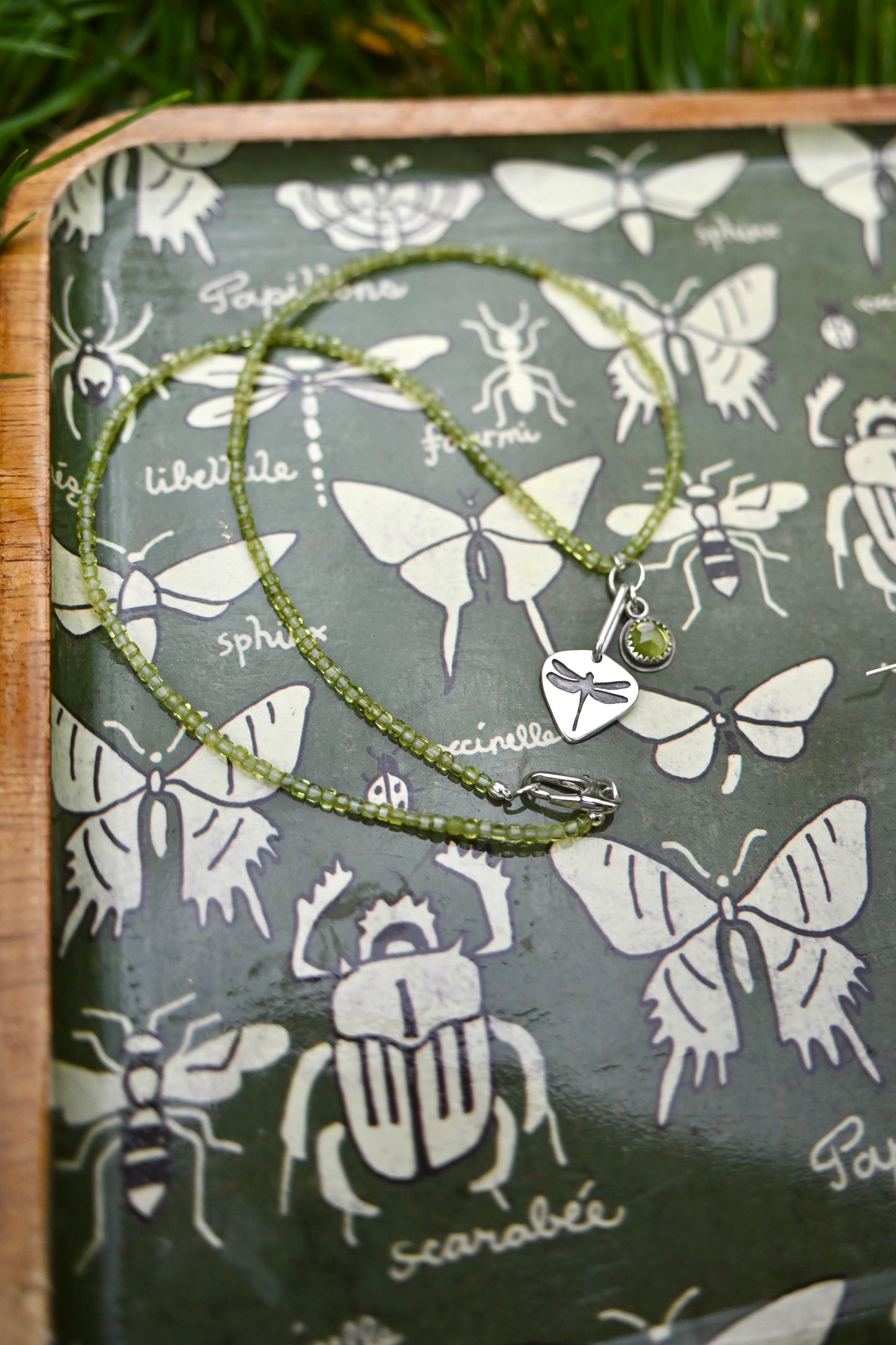 Dragonfly + Peridot Necklace - 20 inches
