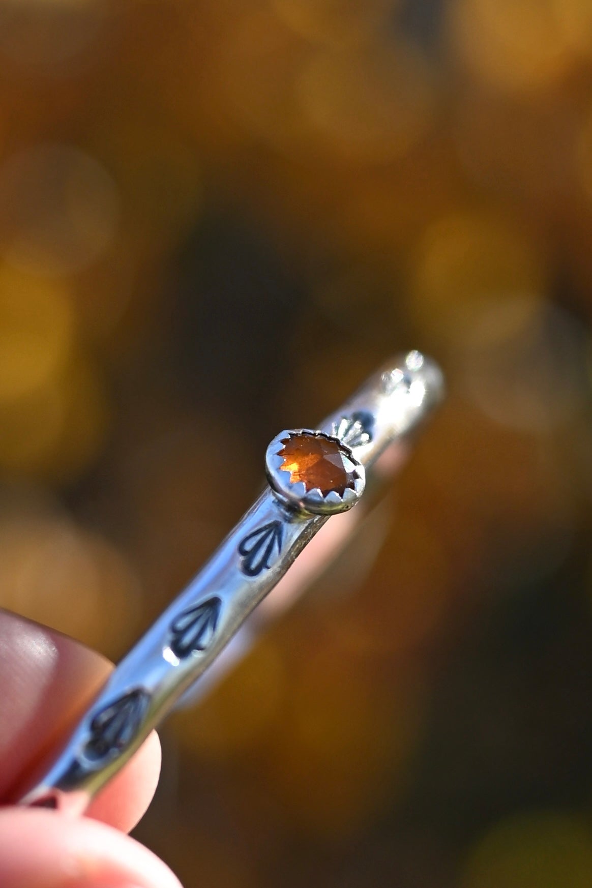 Orange Kyanite Gemstone Stacking Cuff Bracelet