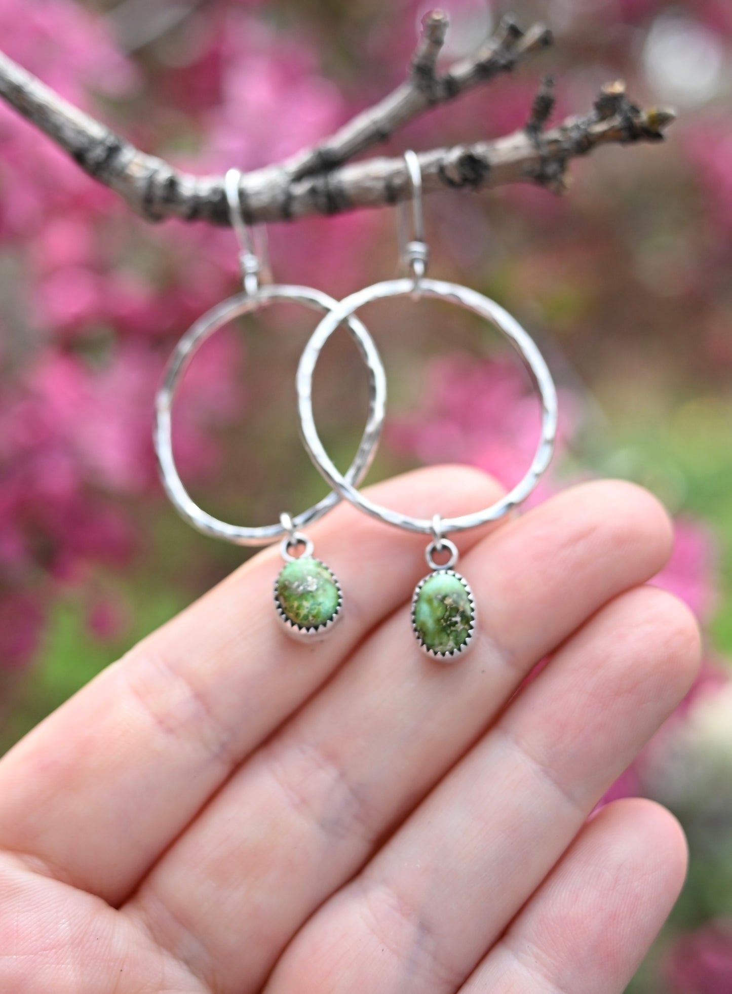 Sonoran Gold Turquoise + Hammered Hoop Earrings