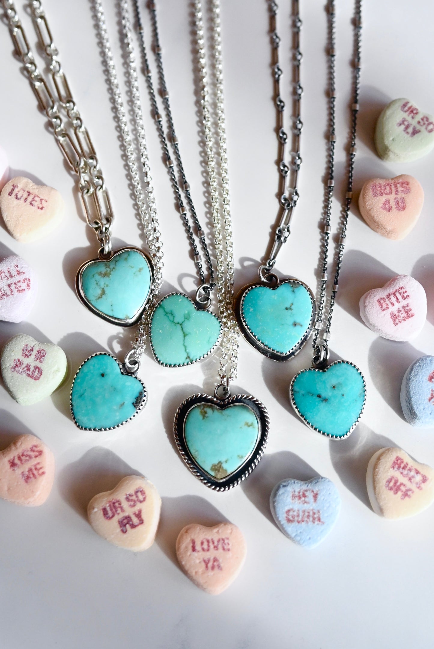 Turquoise Heart Necklace, 20” - No. 2