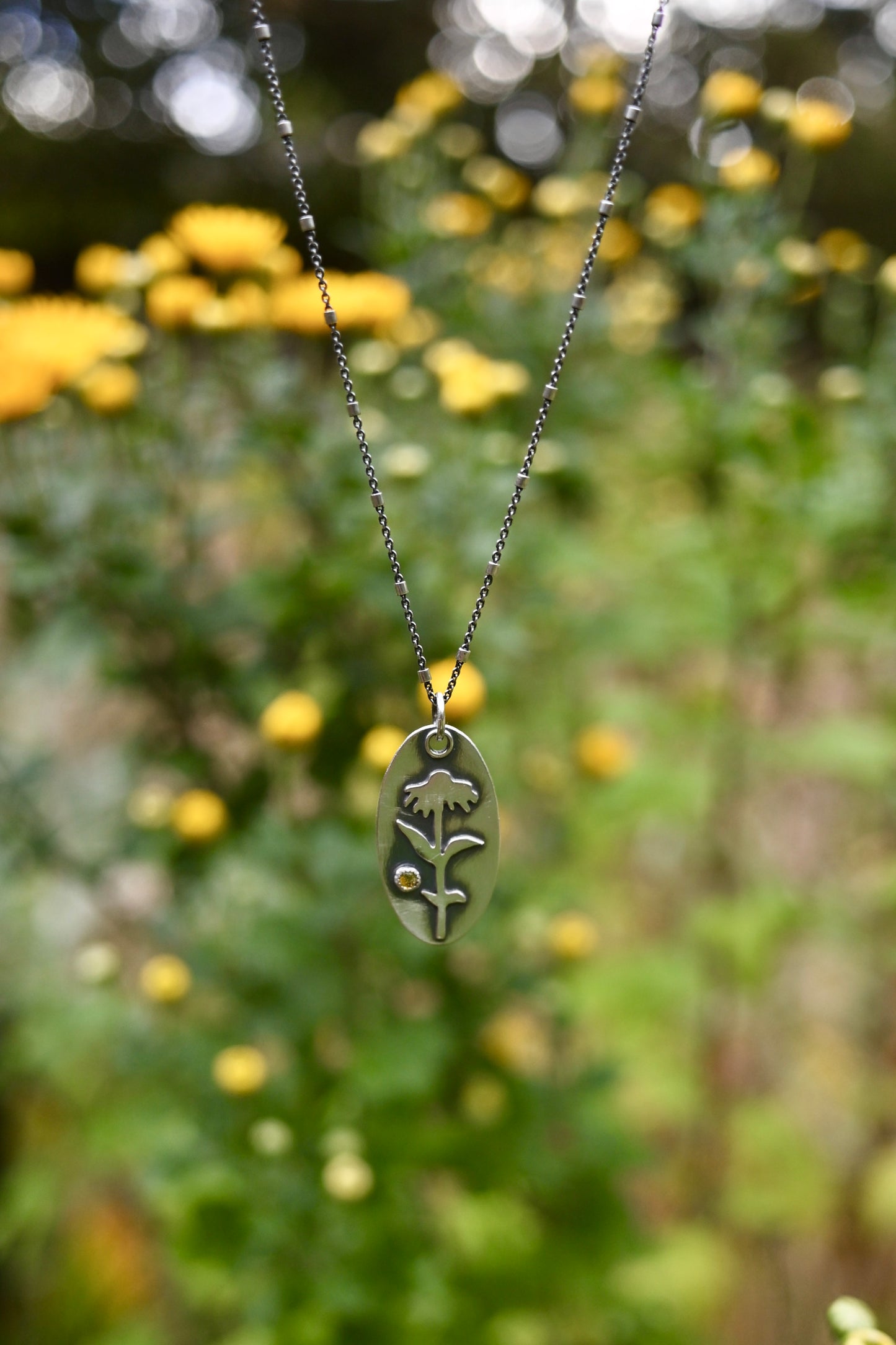 Daisy + Citrine Necklace - 18 inches