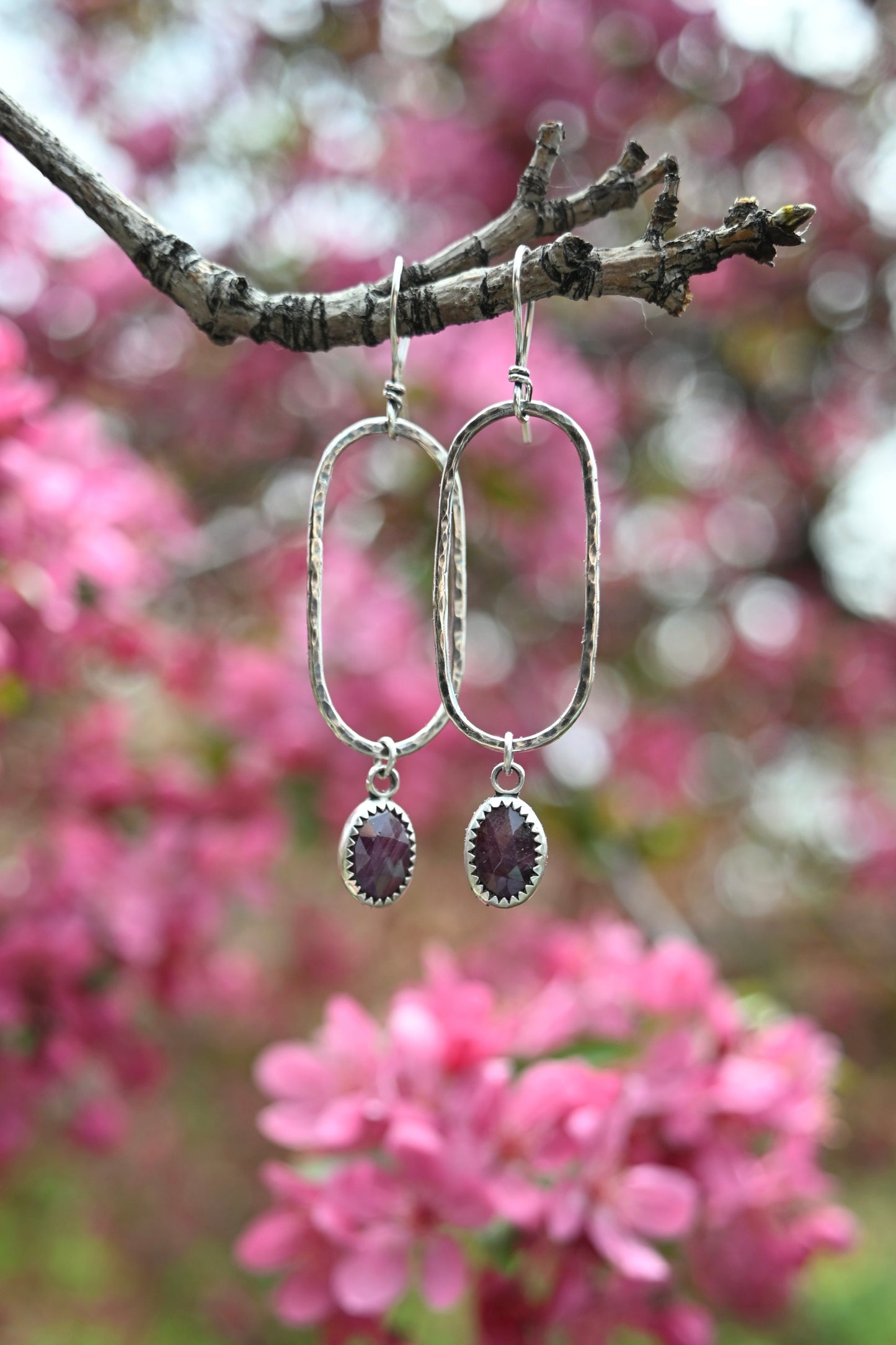 Sapphire + Oval Hoop Earrings
