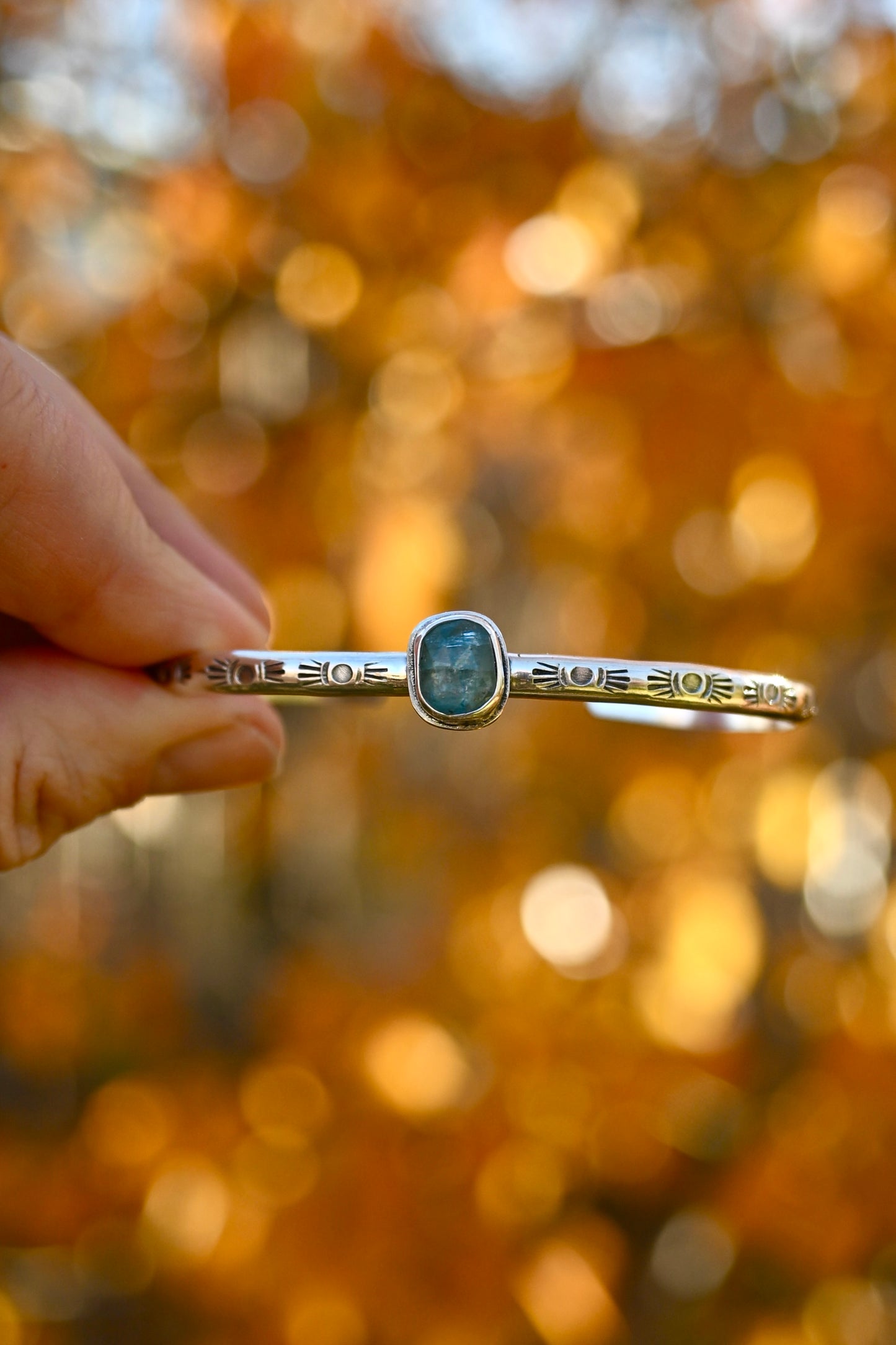 Kyanite Gemstone Stacking Cuff Bracelet