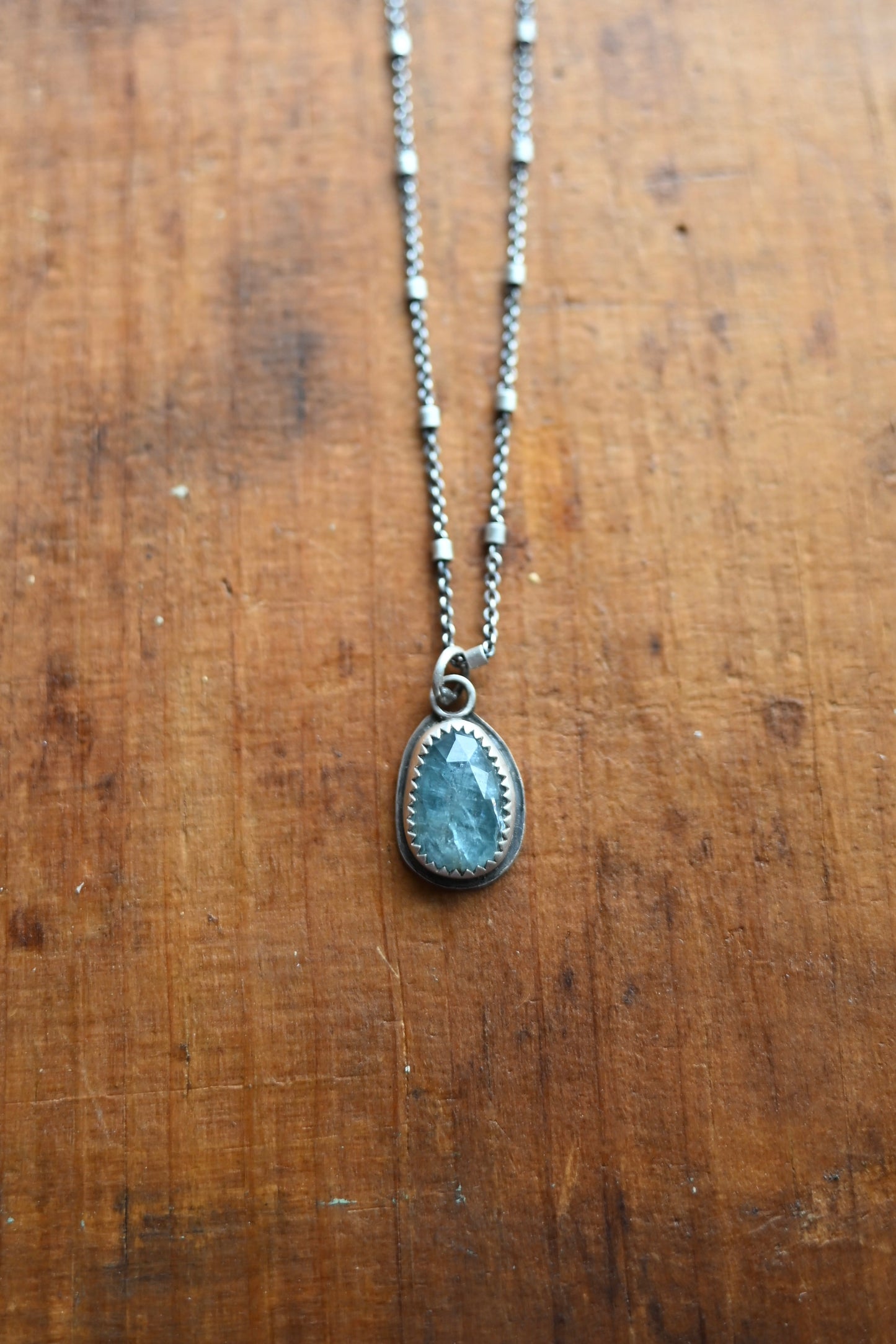 Aqua Kyanite Gemstone Necklace - 18"