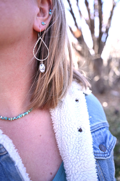 White Buffalo + Teardrop Hoop Earrings