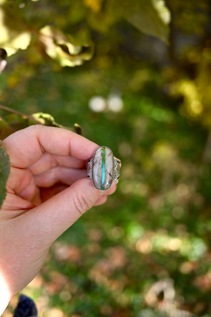 Royston Ribbon Turquoise Statement Ring - Size 9.5