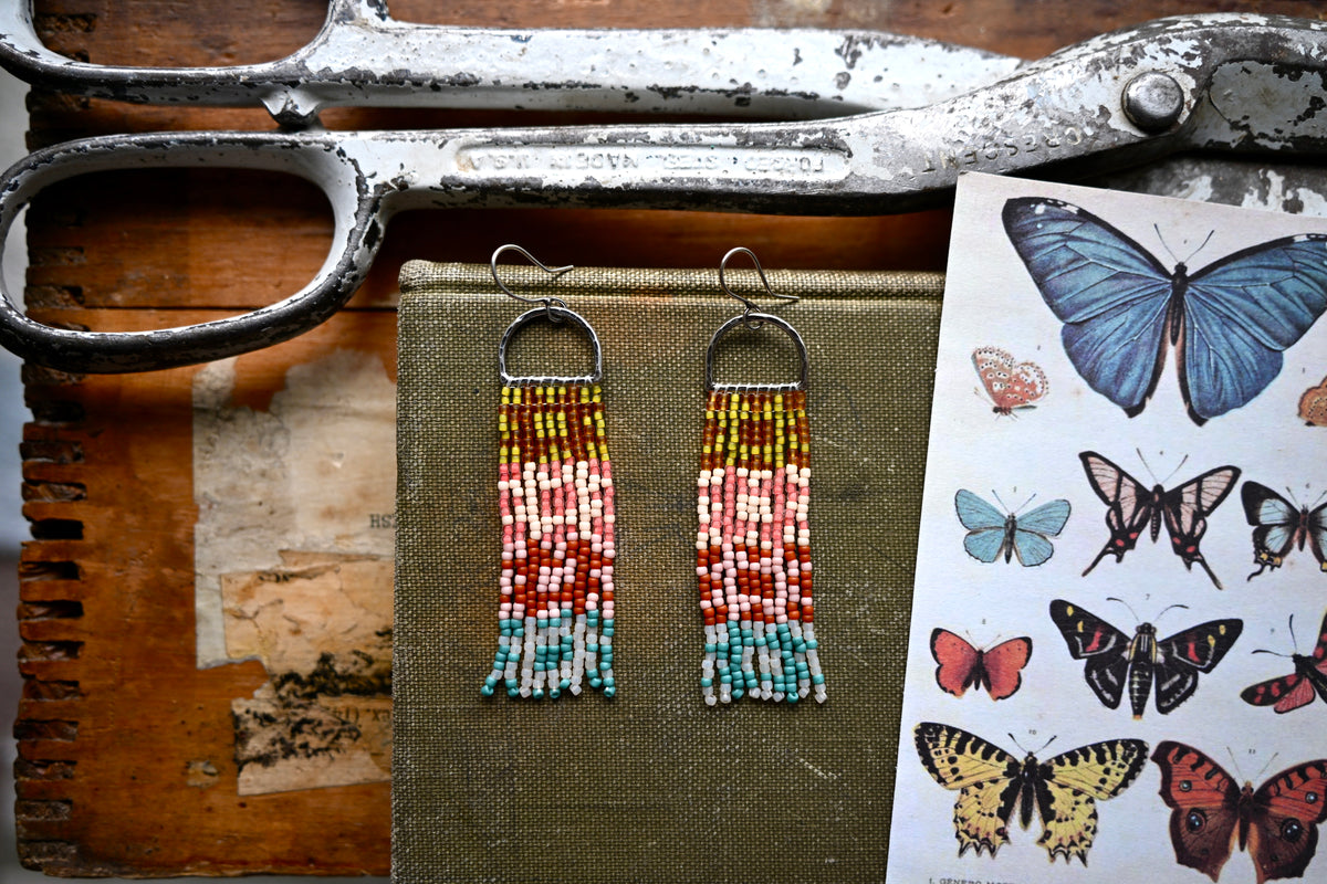 Sawtooth Star Beaded Quilt Earrings