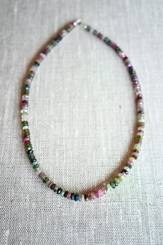 Tourmaline Gemstone Beaded Necklace - 16”