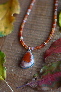 Fire Opal and Carnelian Beaded Necklace
