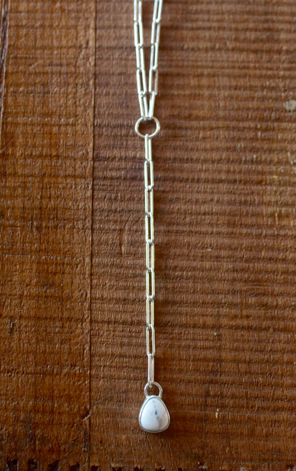 White Buffalo Lariat Paperclip Chain Necklace - No. 1