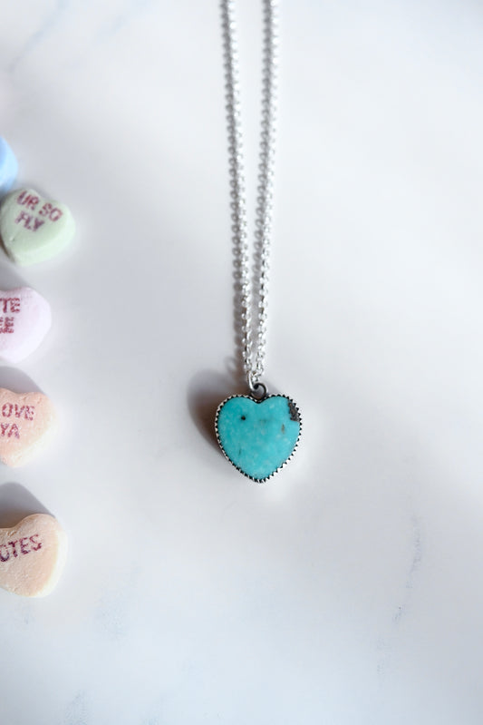 Turquoise Heart Necklace, 24” - No. 1