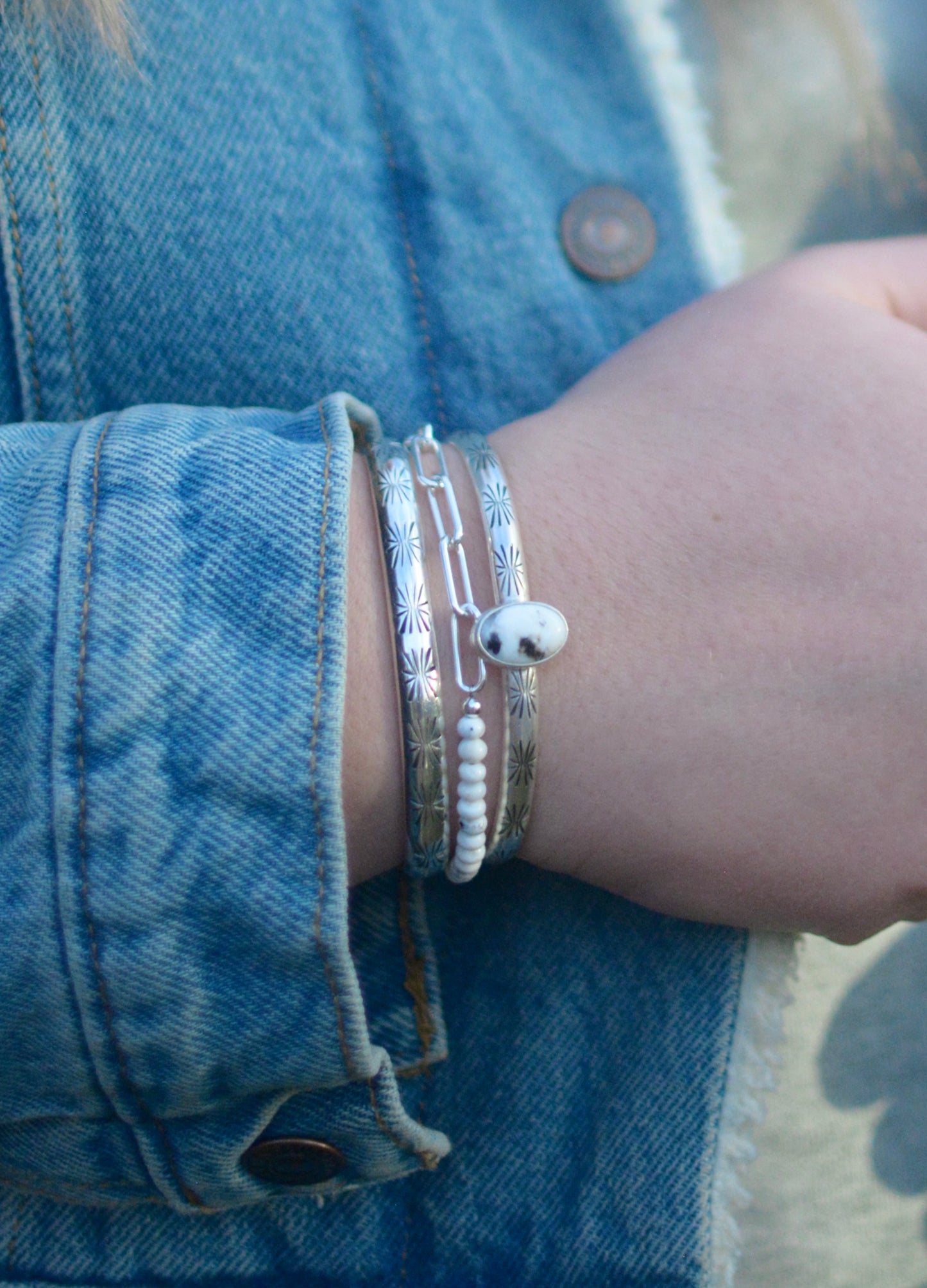 White Buffalo Turquoise Stacking Cuff Bracelet