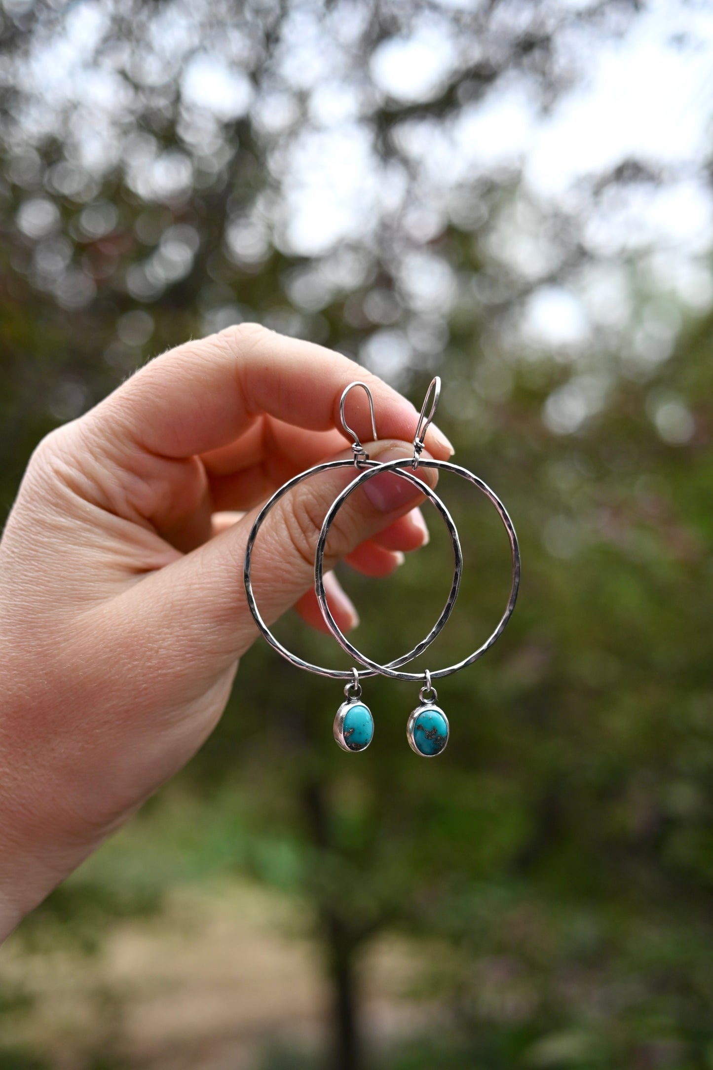 Campitos Turquoise + Large Hammered Hoop Earrings