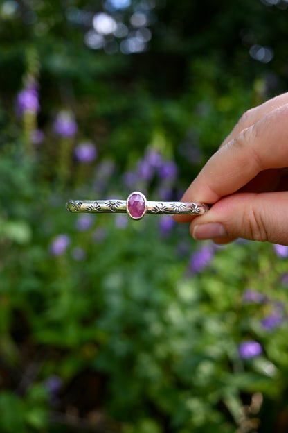 Pink Sapphire Gemstone Stacking Cuff Bracelet