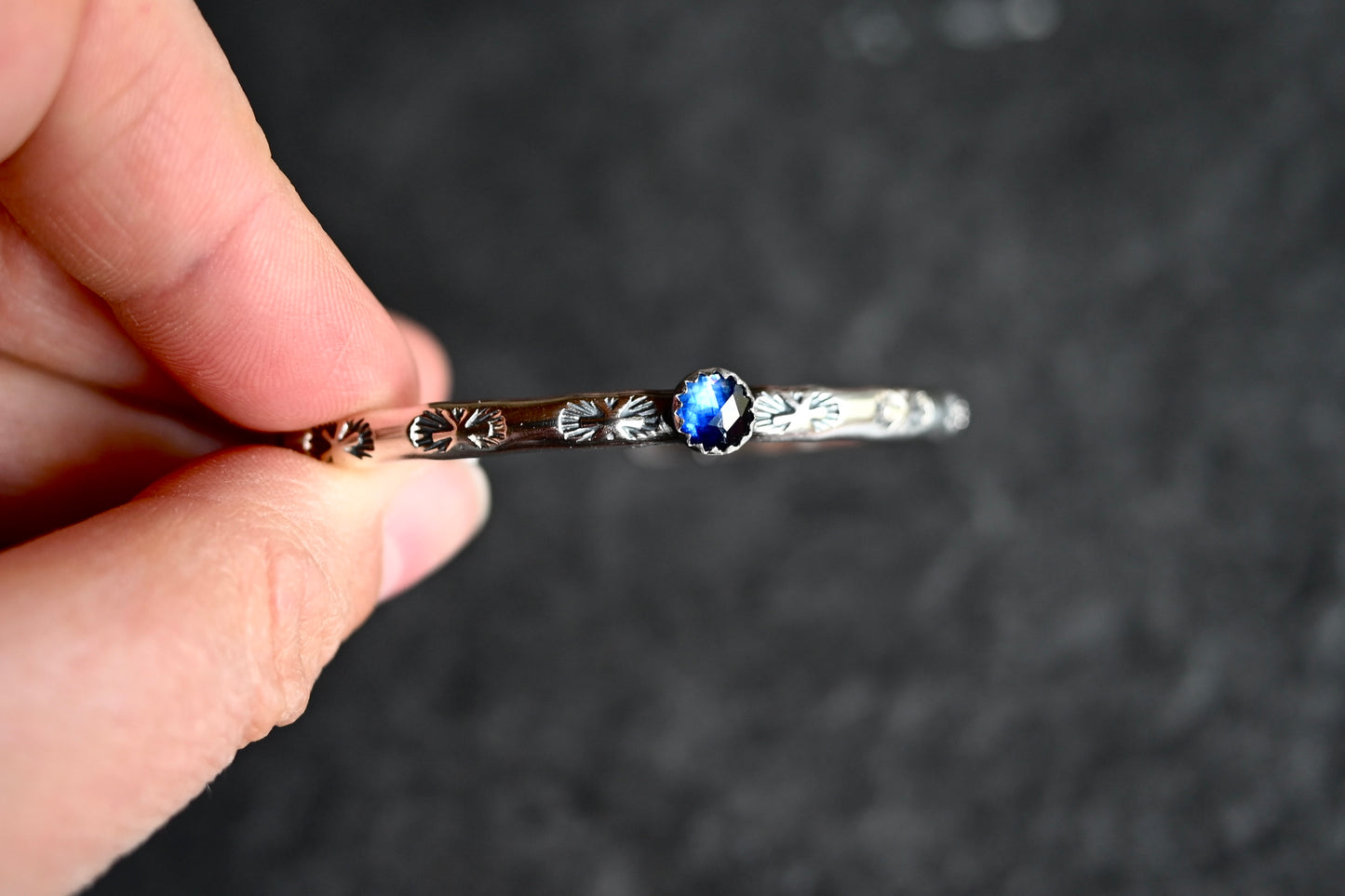 Blue Kyanite Gemstone Stacking Cuff Bracelet