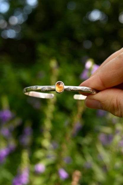 Citrine Gemstone Stacking Cuff Bracelet