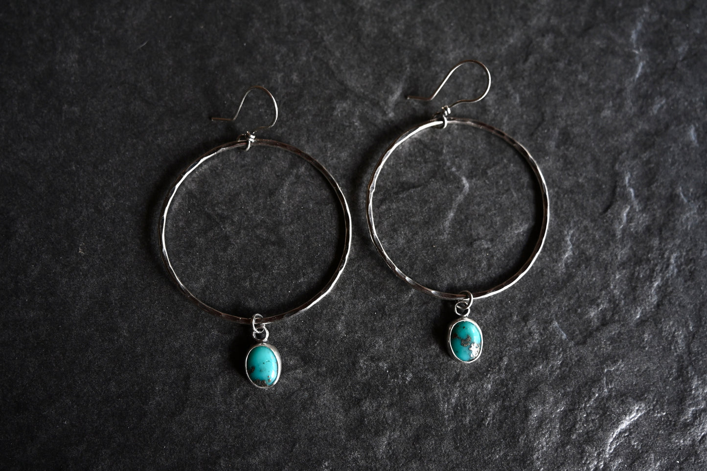 Campitos Turquoise + Large Hammered Hoop Earrings