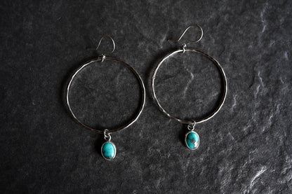 Campitos Turquoise + Large Hammered Hoop Earrings