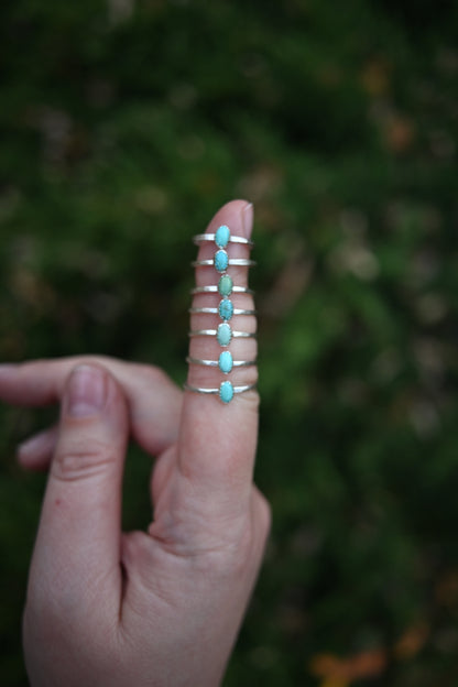 Dainty Oval Turquoise Ring - Various Sizes