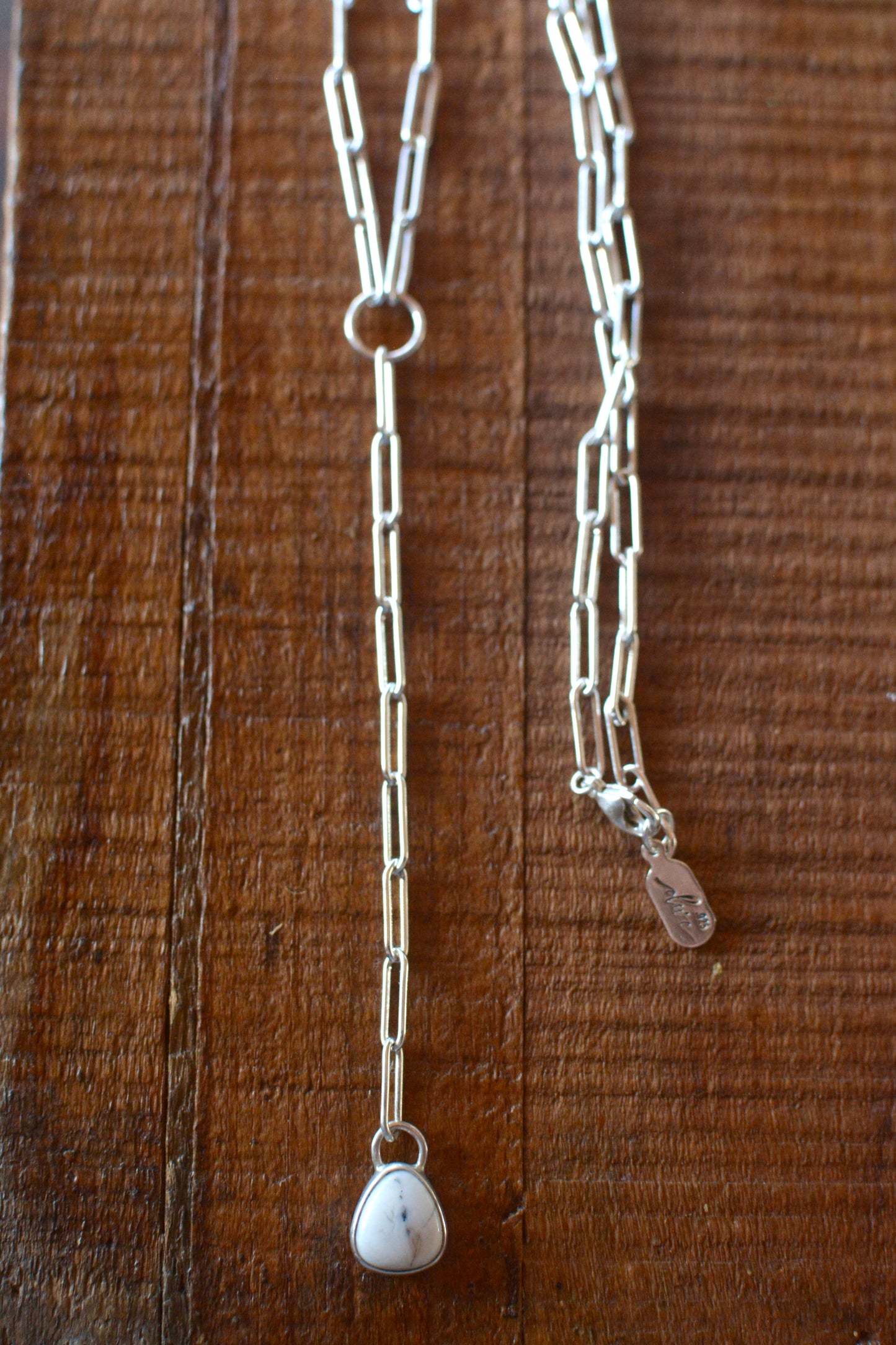 White Buffalo Lariat Paperclip Chain Necklace - No. 1