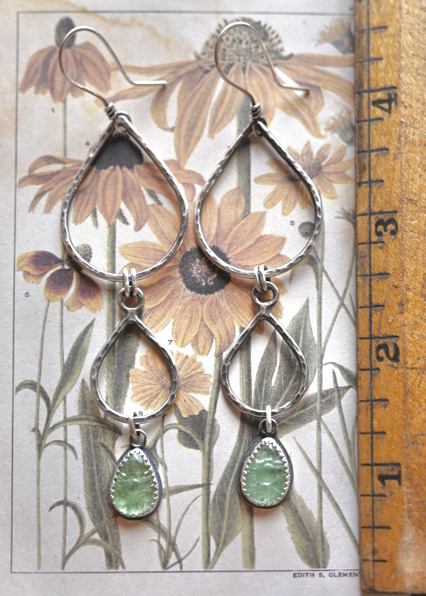 Green Kyanite + Double Teardrop Hoop Earrings