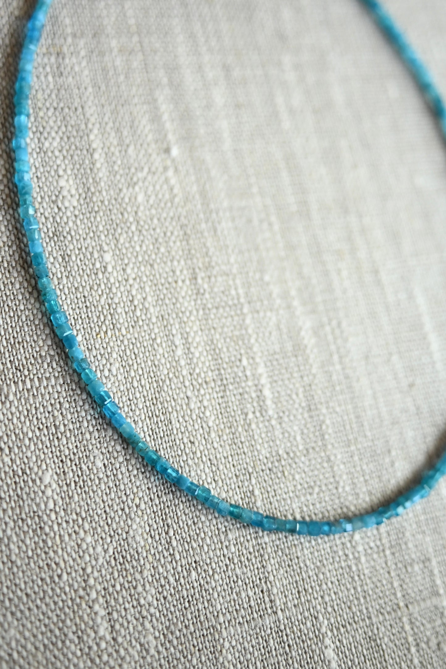 Blue Apatite Gemstone Beaded Necklace - 16”