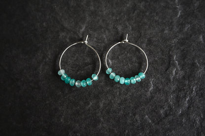 Amazonite Gemstone Bead Hoop Earrings