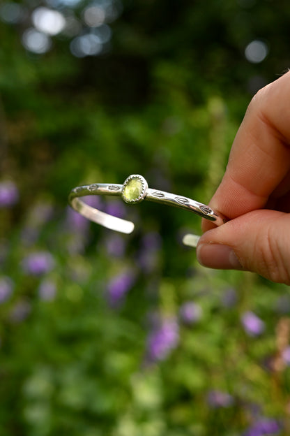 Peridot Gemstone Stacking Cuff Bracelet