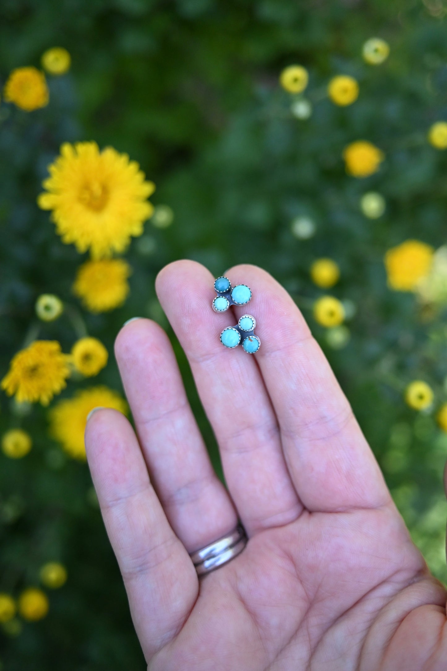 Carico Lake Turquoise Cluster Stud Earrings - No. 1