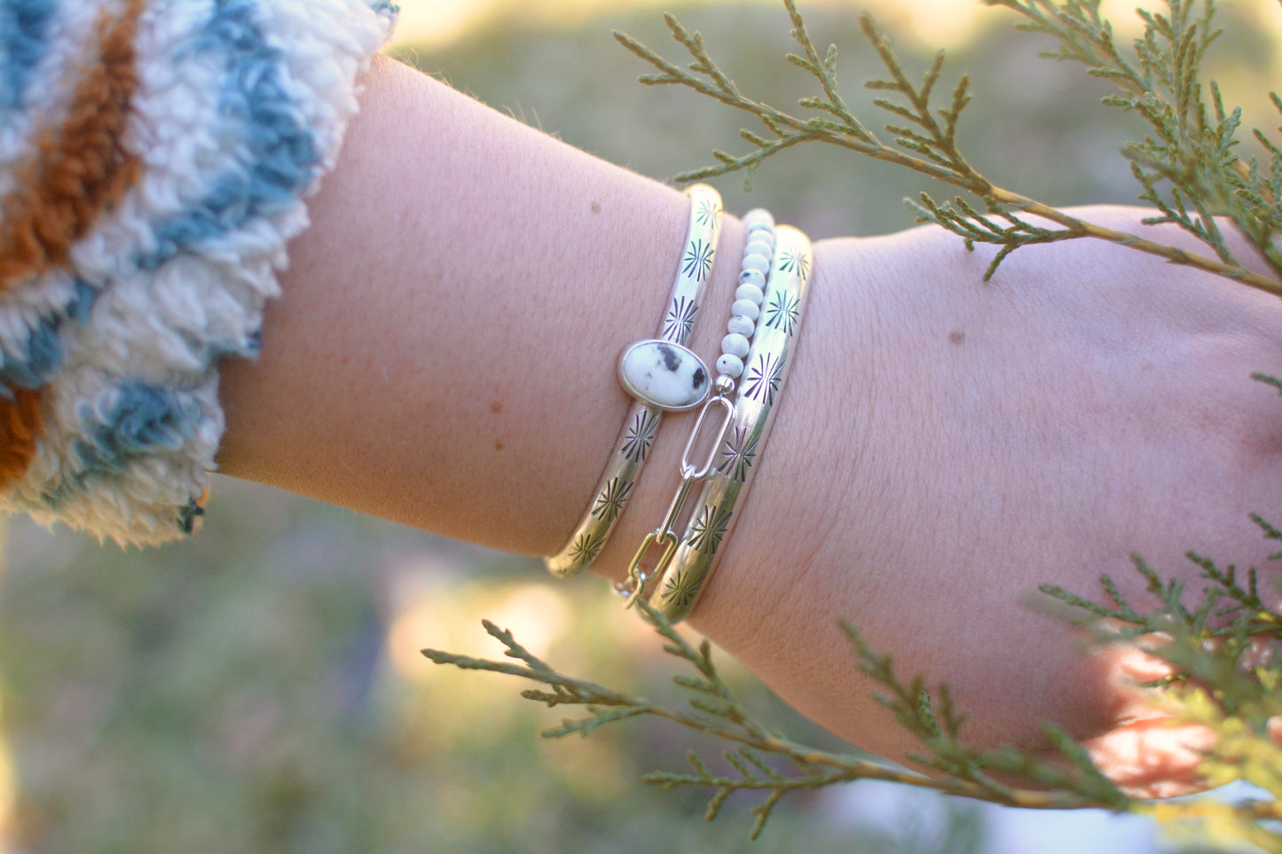 White Buffalo Turquoise Stacking Cuff Bracelet