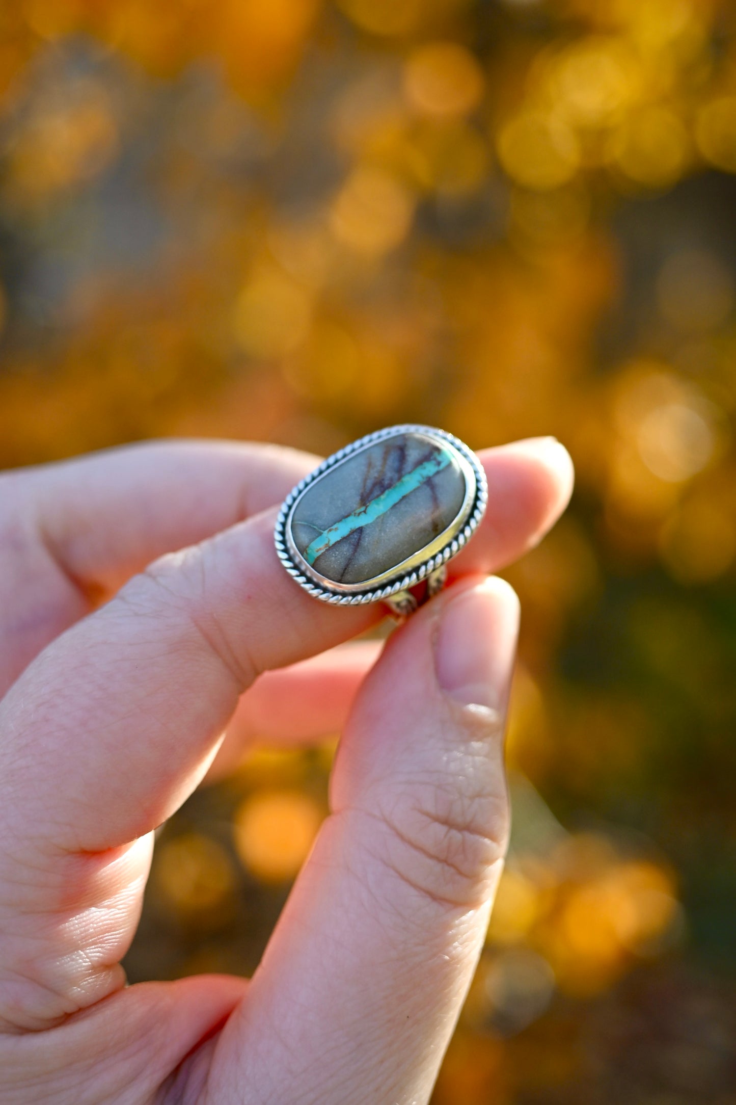Royston Ribbon Turquoise Statement Ring - Size 7.25