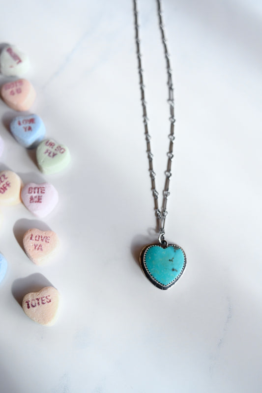 Turquoise Heart Necklace, 18” - No. 3