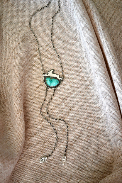 Rabbit + Turquoise Bolo Necklace