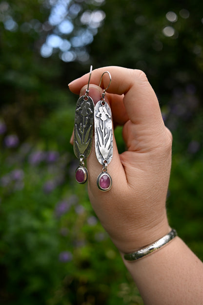 Iris + Pink Sapphire Earrings