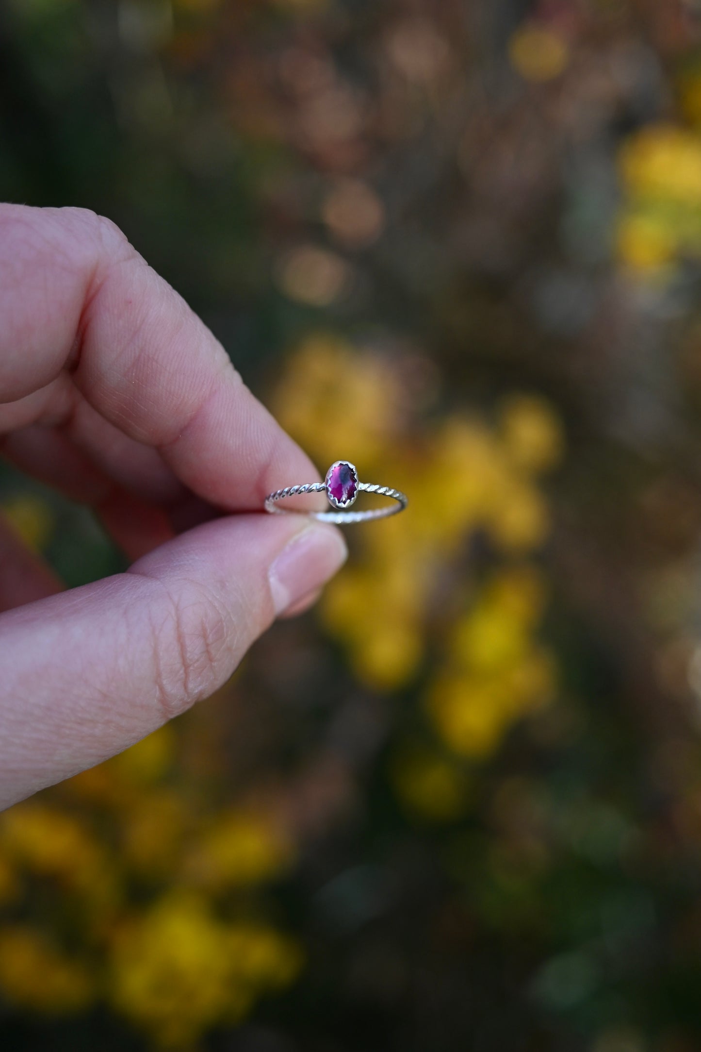 Dainty Purple Garnet Gemstone Ring - Size 7