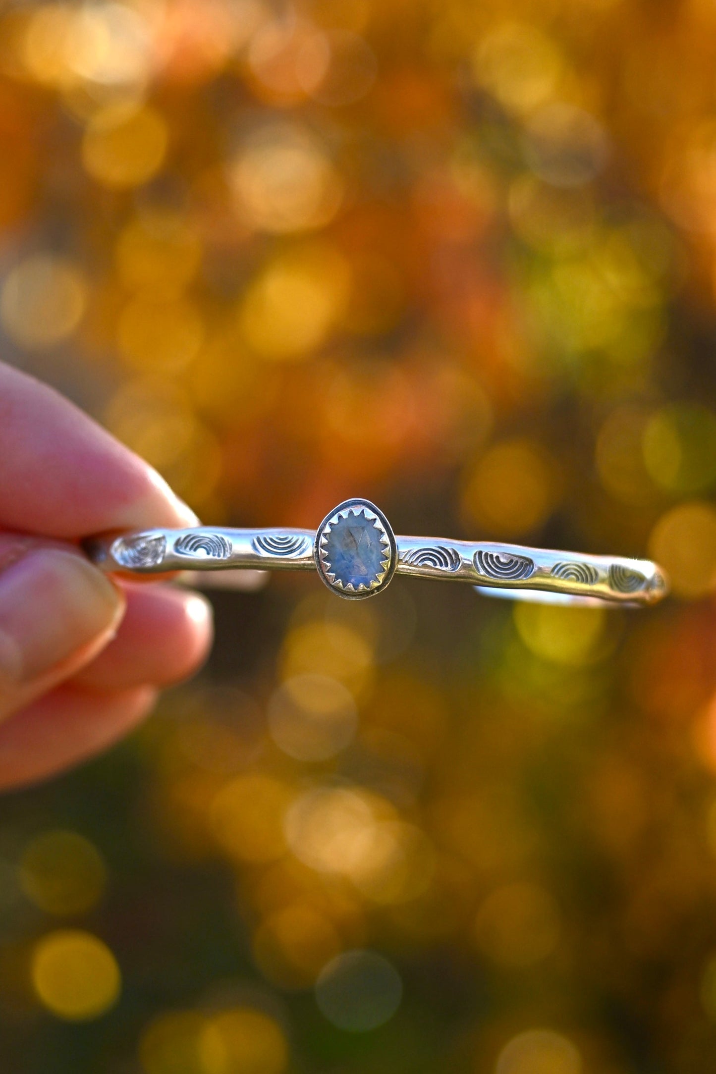Moonstone Gemstone Stacking Cuff Bracelet