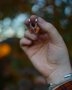 Orange Kyanite Leaves + Huggie Hoop Earrings