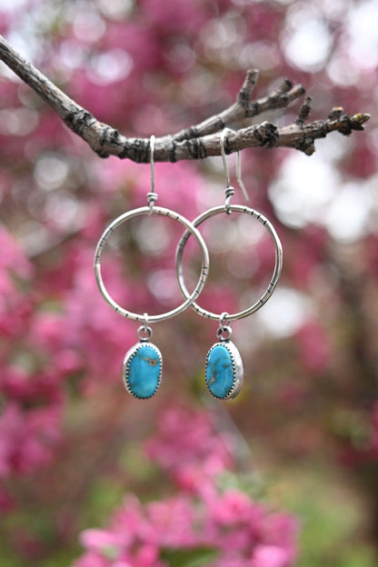 Sonoran Rose Turquoise + Stamped Hoop Earrings
