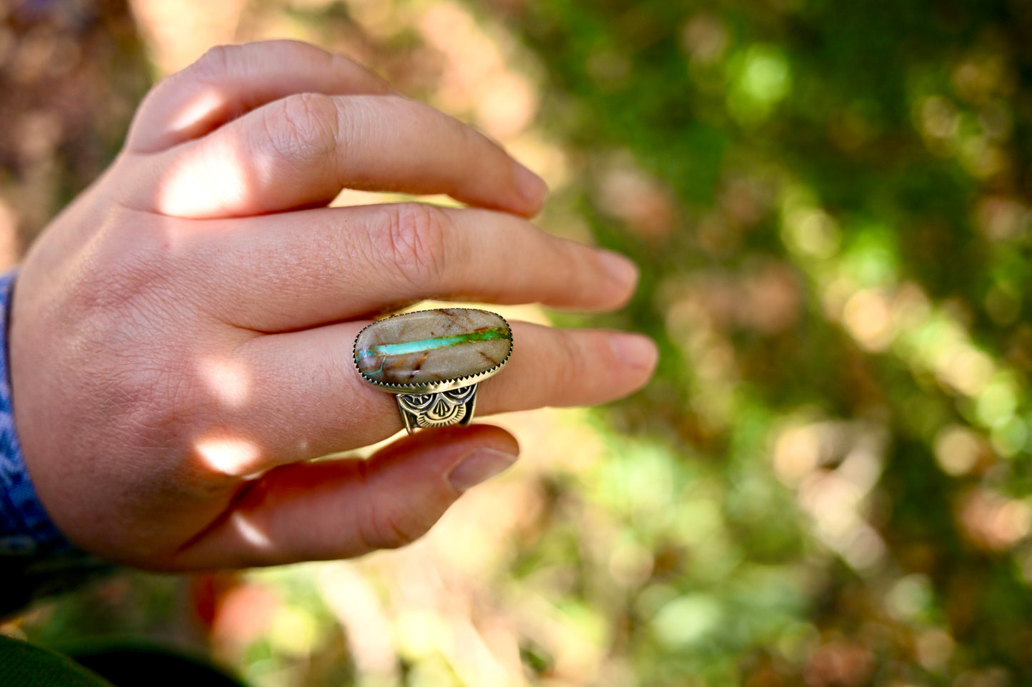 Royston Ribbon Turquoise Statement Ring - Size 9.5