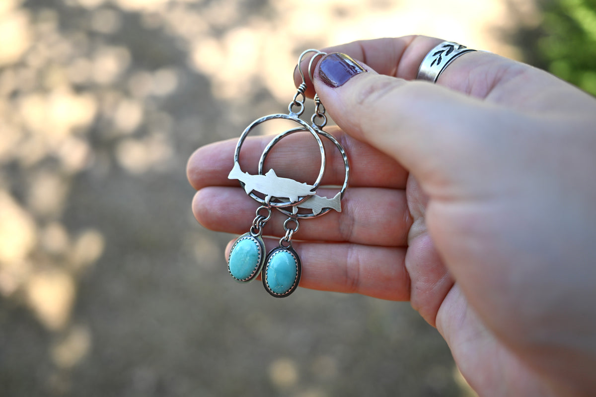 Colorado Trout + Turquoise Hoop Earrings