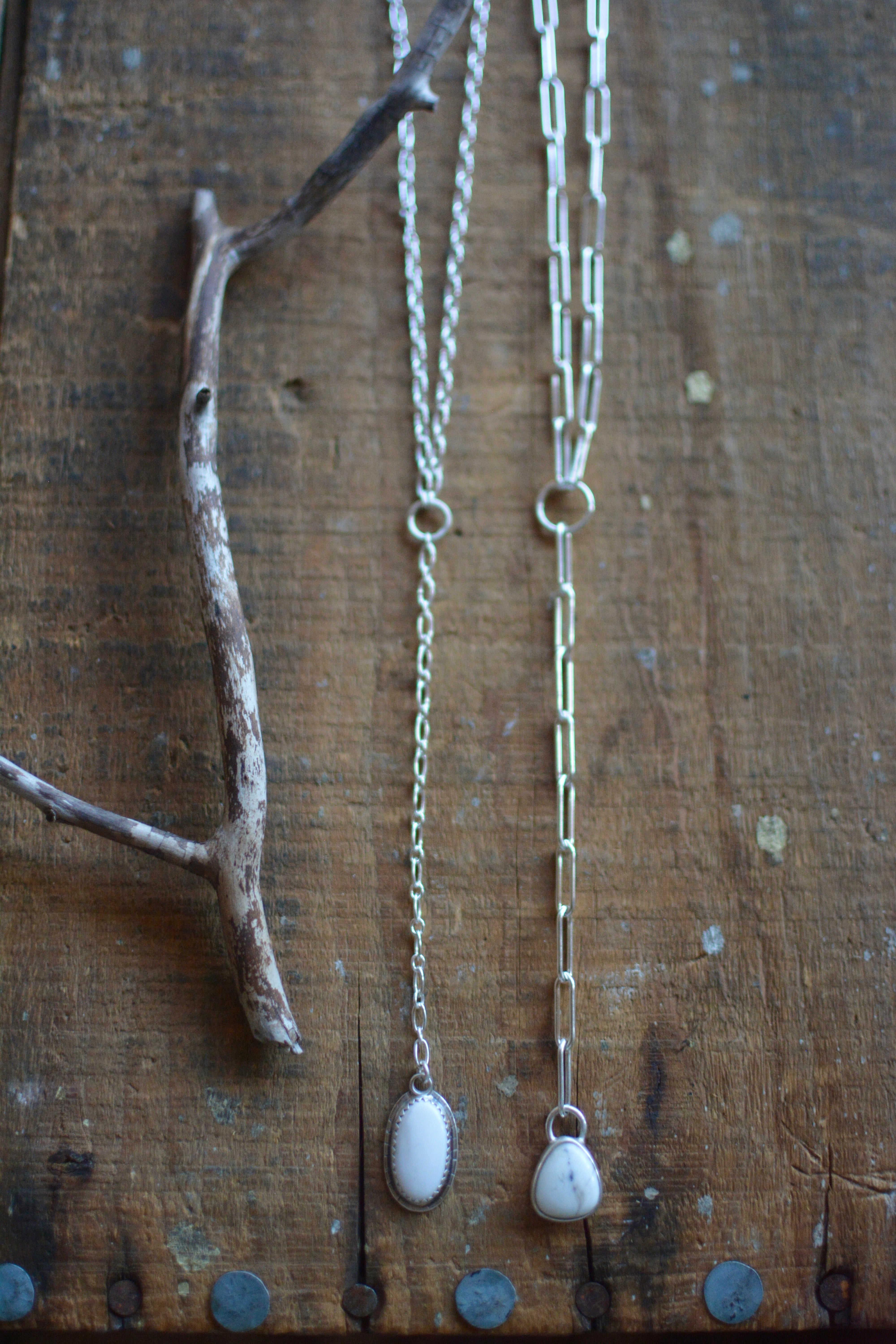 White Buffalo Lariat Paperclip Chain Necklace - No. 1