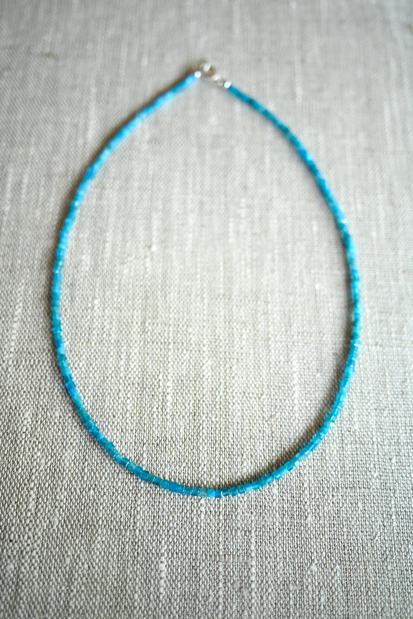 Blue Apatite Gemstone Beaded Necklace - 16”