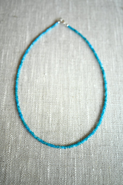 Blue Apatite Gemstone Beaded Necklace - 16”