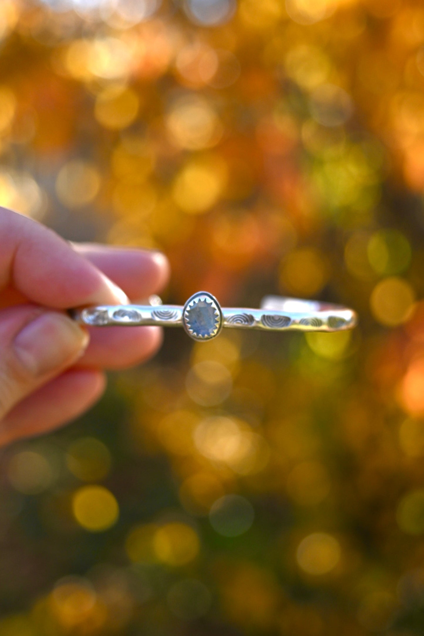 Moonstone Gemstone Stacking Cuff Bracelet