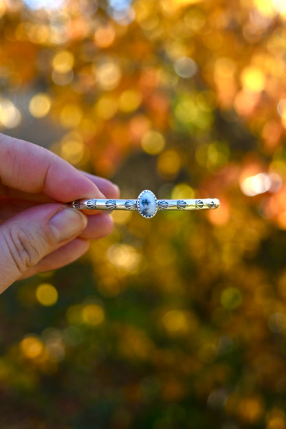Dendritic Opal Gemstone Stacking Cuff Bracelet